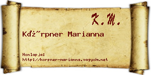 Körpner Marianna névjegykártya